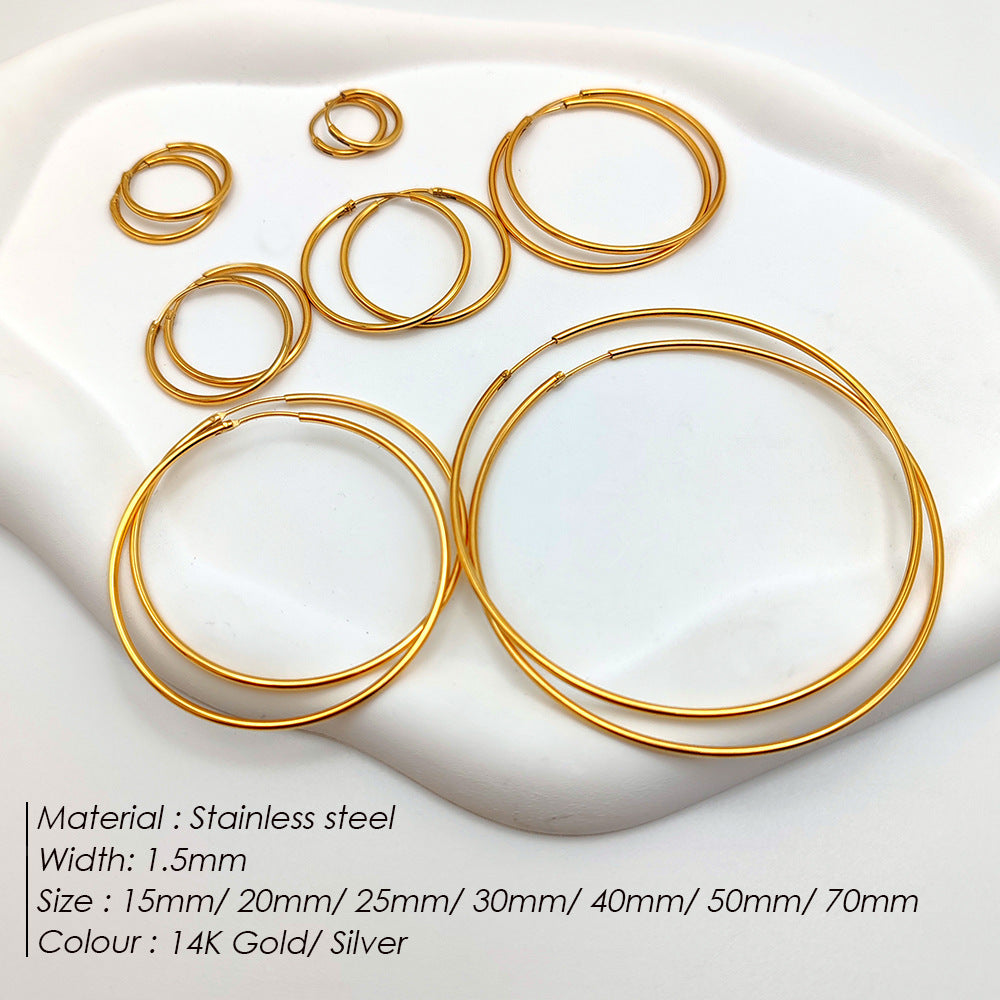 Fashionable Gold-Plated Stainless Steel Earrings
