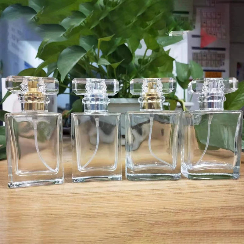 6 PCS/LOT 30ml 50ml Square Black/White/Clear Glass Perfume Bottle with Fine Mist Liquid Spray Travel Vacuum Separate Bottling