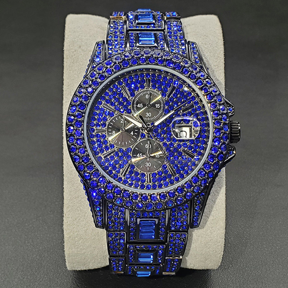 Fashion Mens Diamond Luminous Quartz Watch