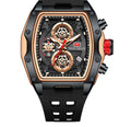 Track-Style Sports Chronograph Mens Watch With Curved Glass And Openwork Design