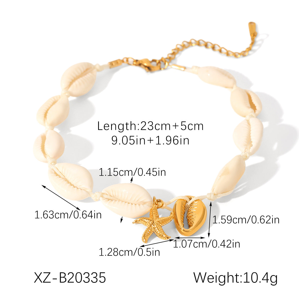Starfish Shell Marine Element Stainless Steel Bracelet