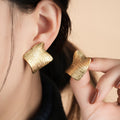 Fashion European & American Style Square Pleated Earrings, Irregular Texture, High-Grade All-Match Jewelry For Women
