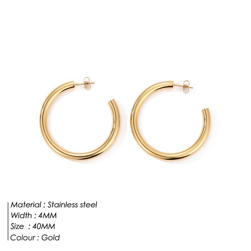 Fashionable Gold-Plated Stainless Steel Earrings