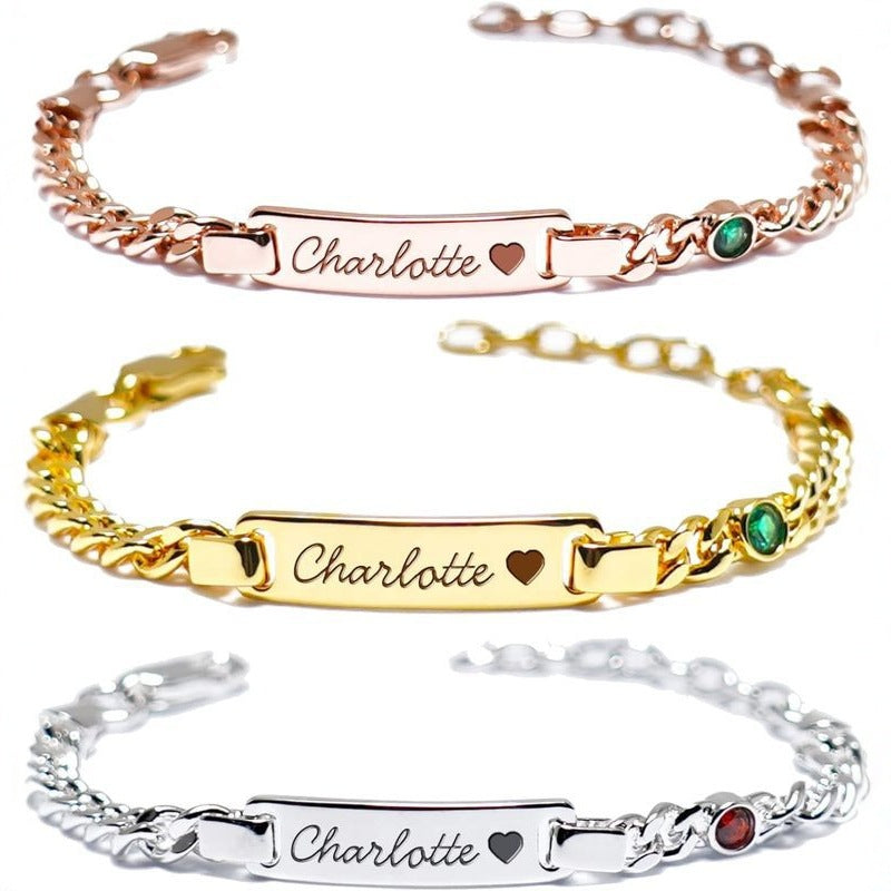 Engraved 12th Birthday Stone Family Commemorative Bracelet