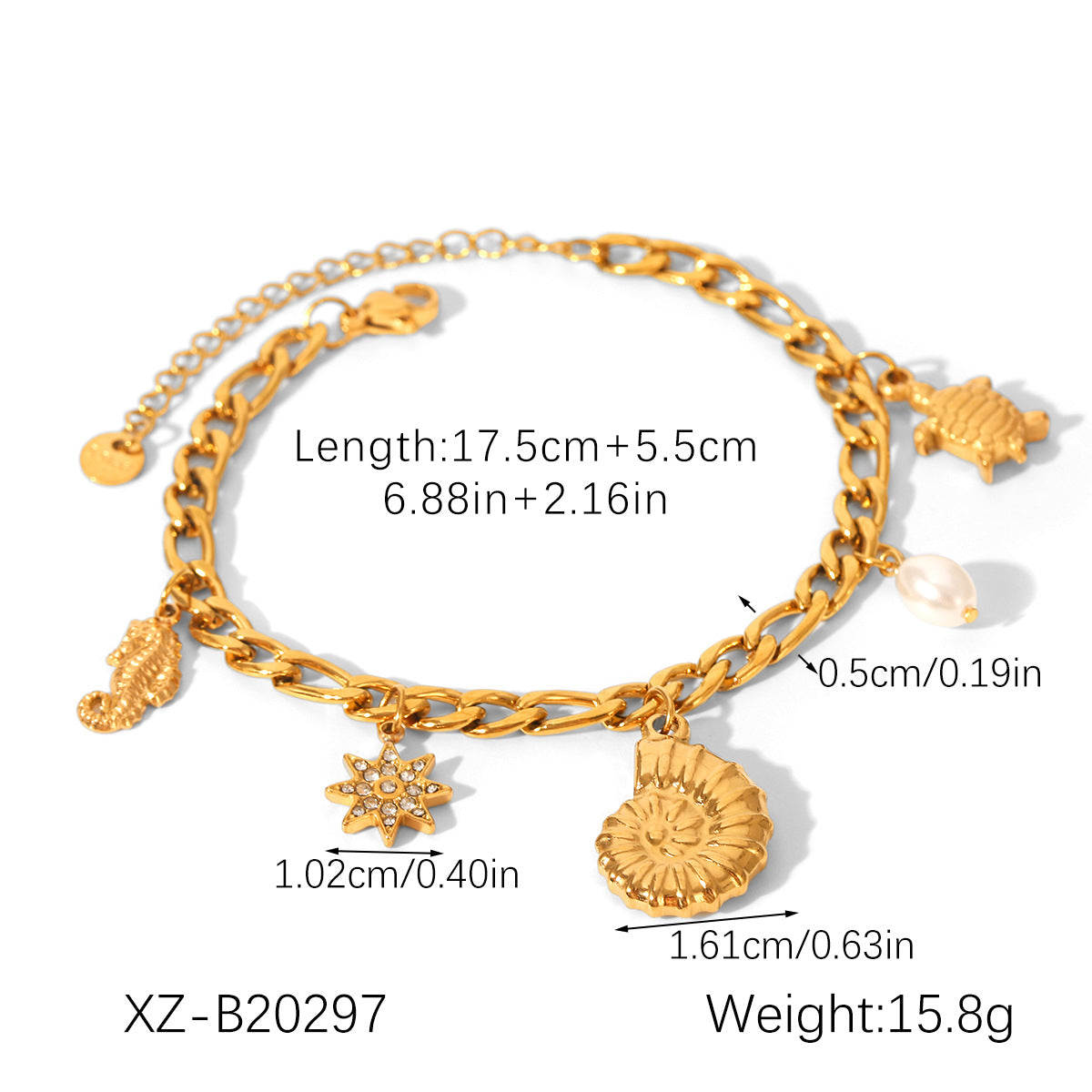 Starfish Shell Marine Element Stainless Steel Bracelet