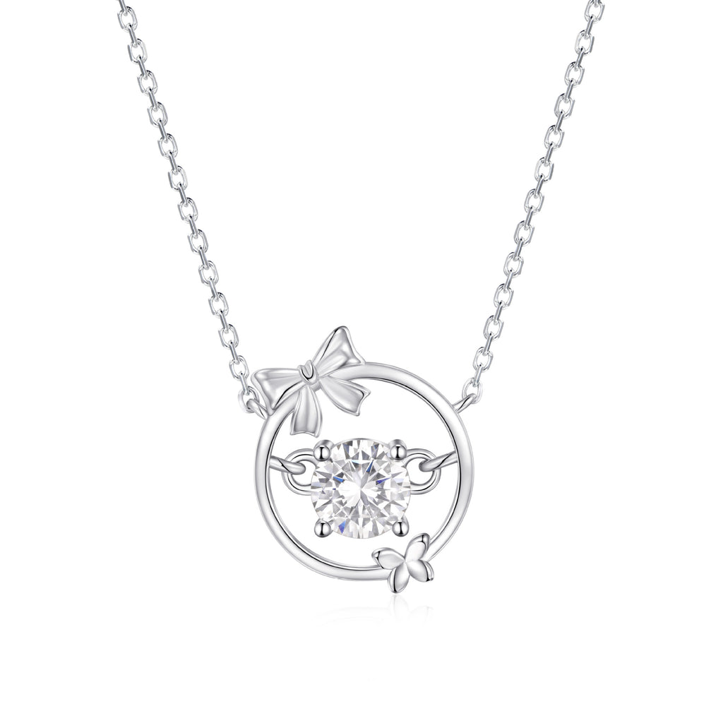 925 Sterling Silver Bow Necklace Accessory