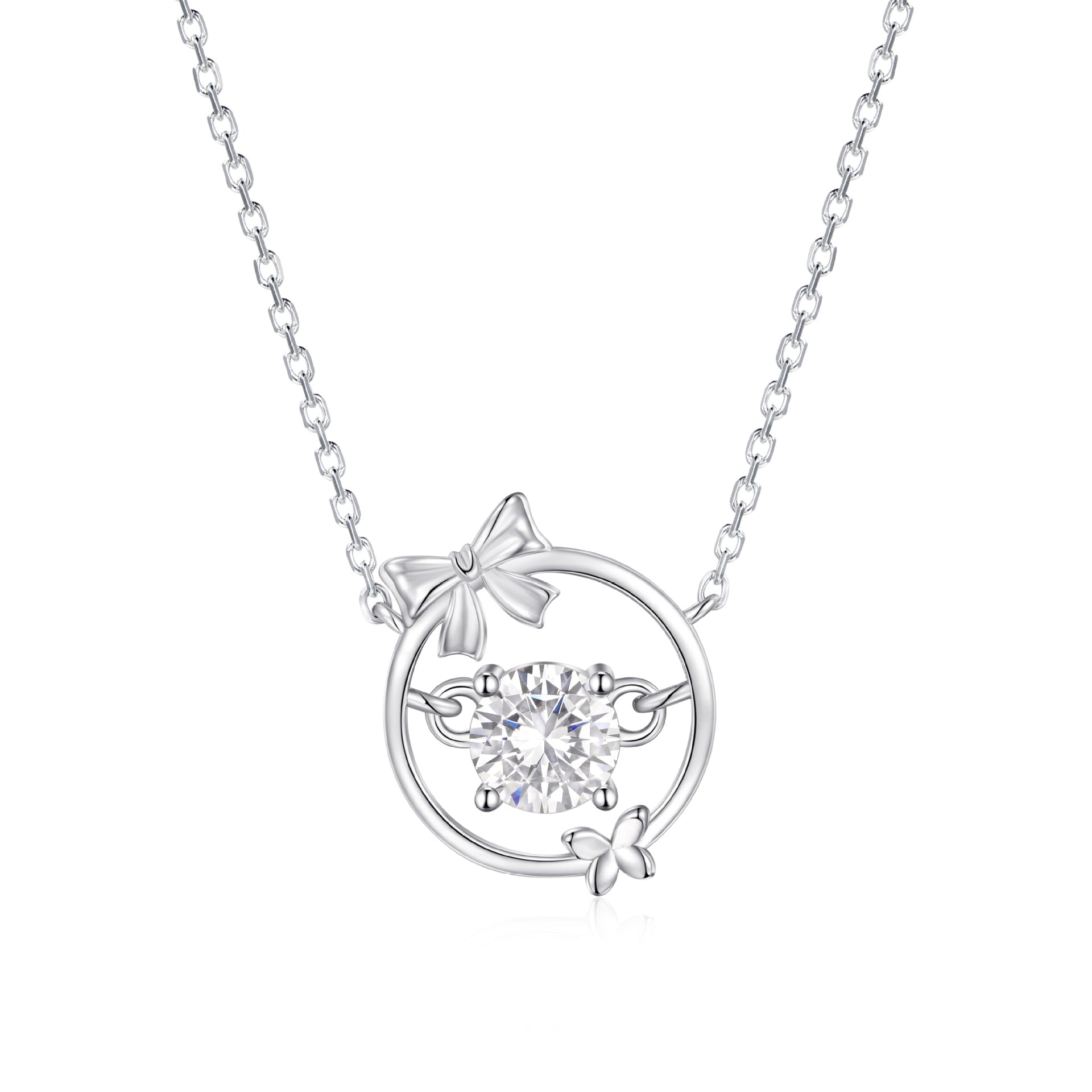 925 Sterling Silver Bow Necklace Accessory