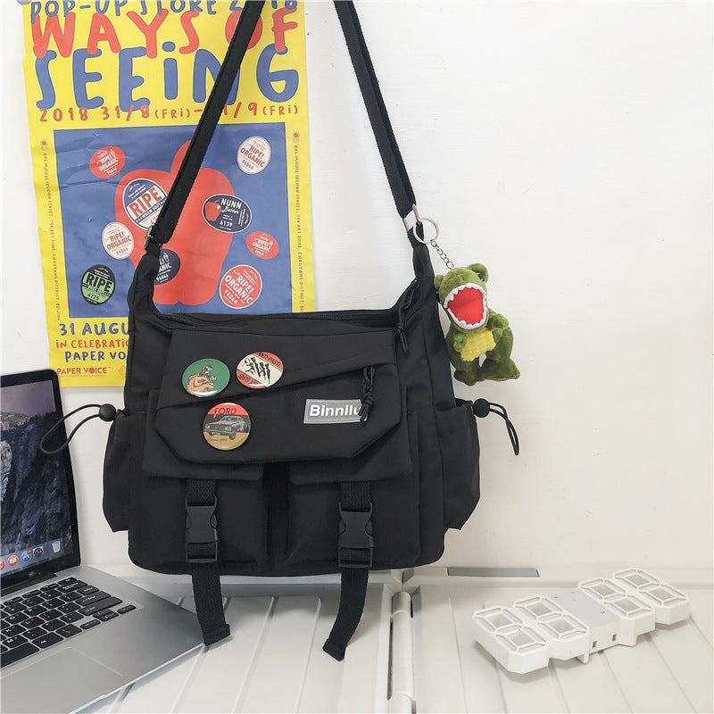 Fashion Crossbody Bag with Decorative Badges