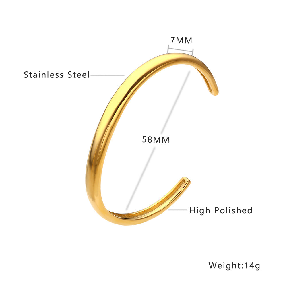Stainless Steel Open-enamel Epoxy Snap Bracelet