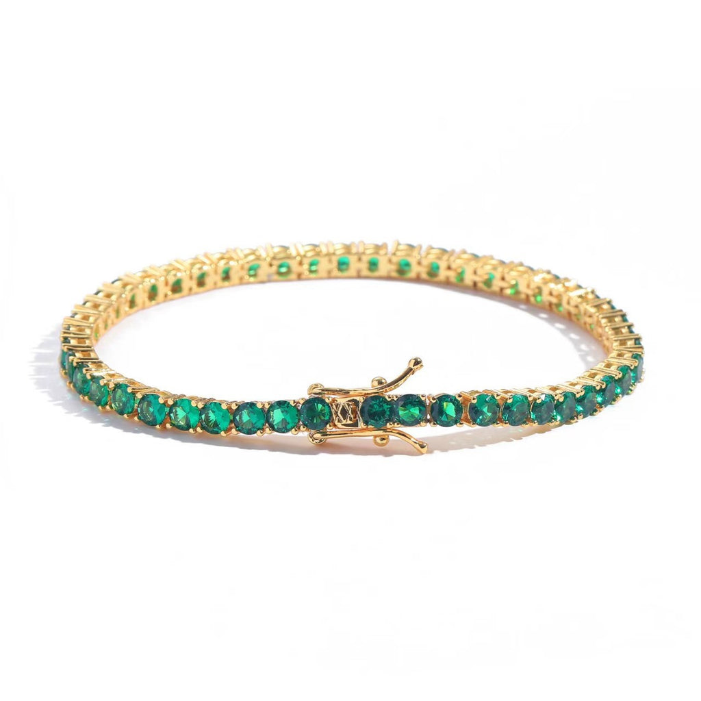 European And American-style Colorful Zircon Single-row Tennis Bracelet Jewelry