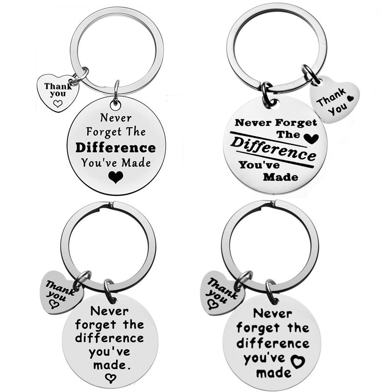 Stainless Steel Laser-Etched Inspirational Keychain