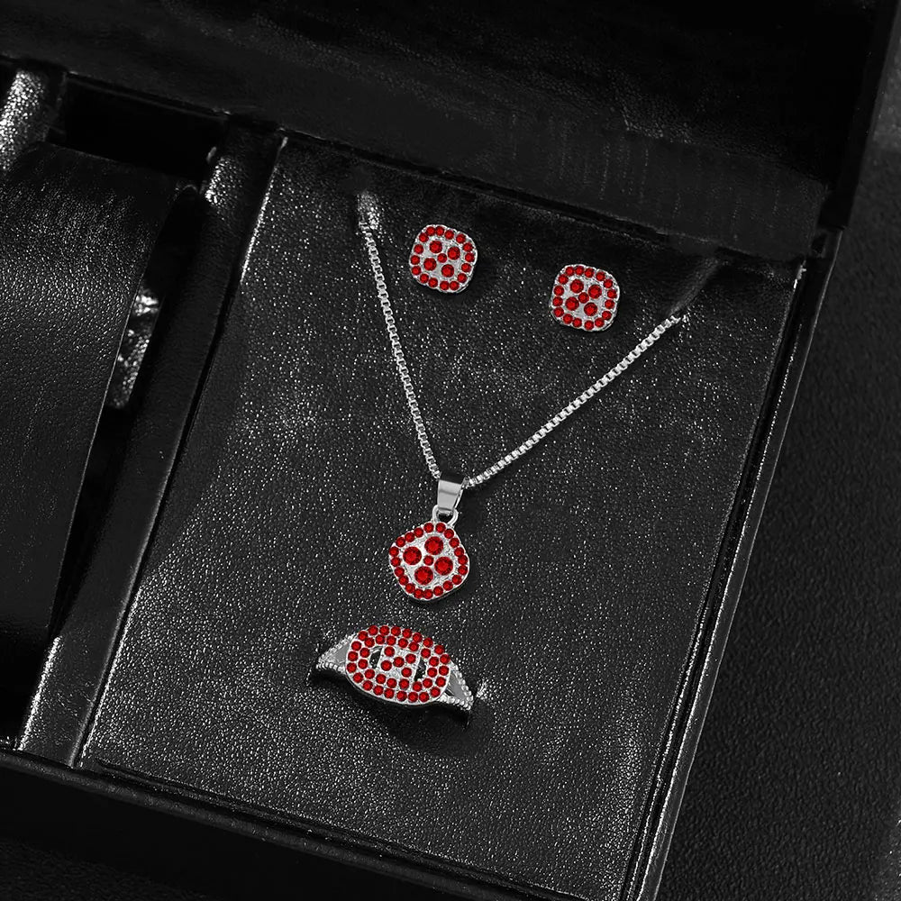 1PC Luxury Cube Jewelry Set, Women's Elegant Necklace, Earrings & Ring Set, Perfect Gift for Valentine's Day, Christmas Gift, Bi