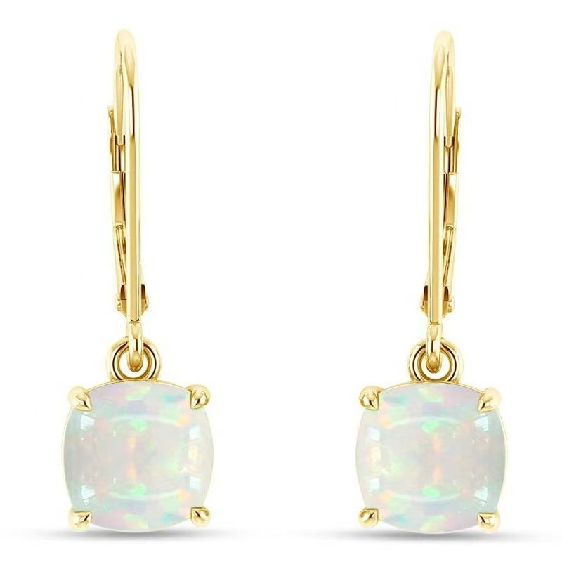 Womens Opal Square Mini Opal Earrings