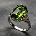 Women Green Topaz Sunflower Ring