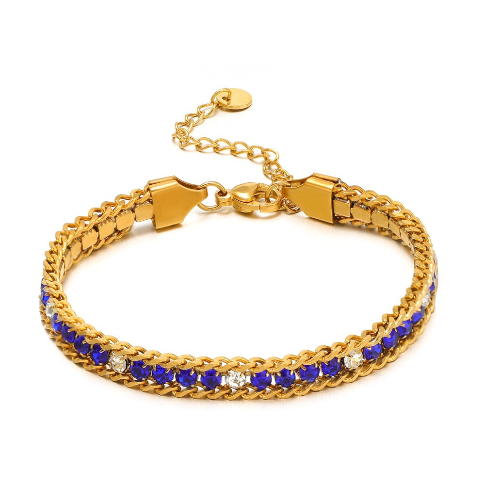Single-sided Zircon-studded Chain Pearl Bracelet