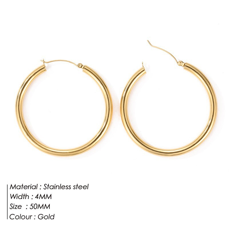 Fashionable Gold-Plated Stainless Steel Earrings