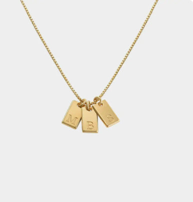 Willow Tag Initial Necklace 18K Gold Plated Custom