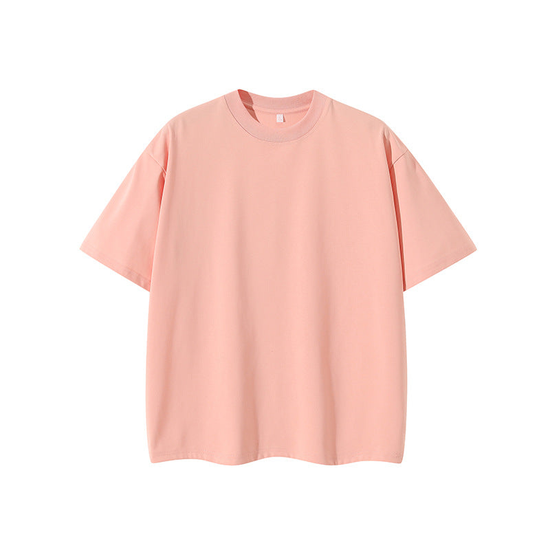 Double Yarn Short Sleeve Sweat-absorbing Cotton T-shirt Top
