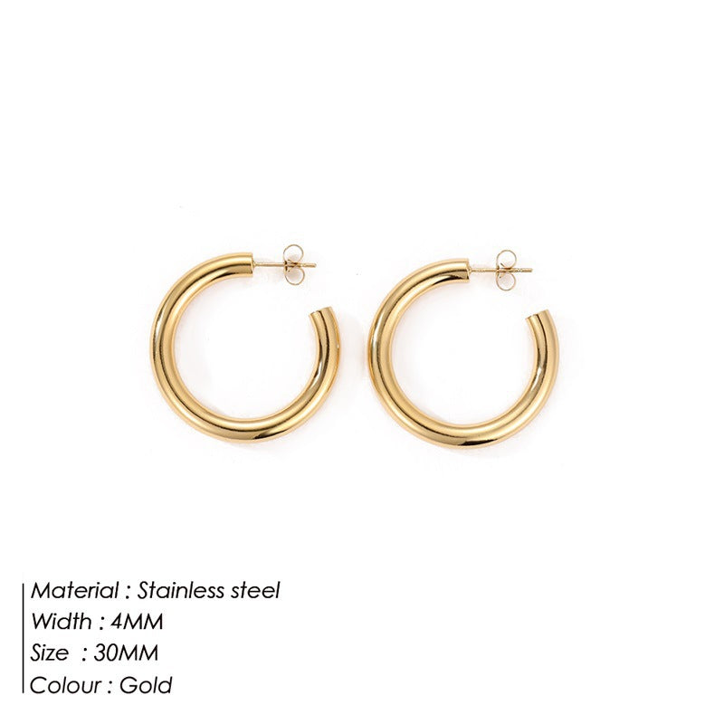 Fashionable Gold-Plated Stainless Steel Earrings