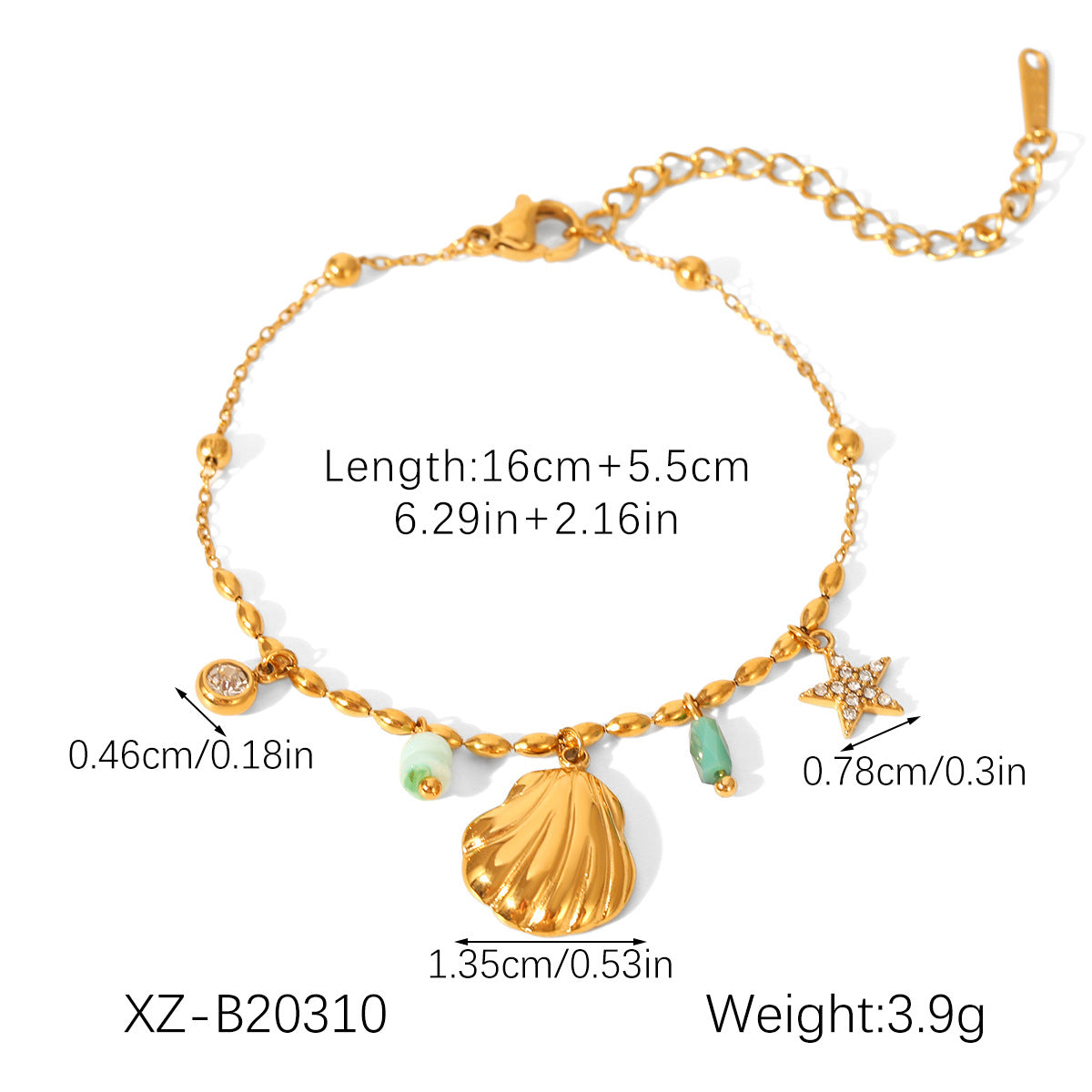 Starfish Shell Marine Element Stainless Steel Bracelet