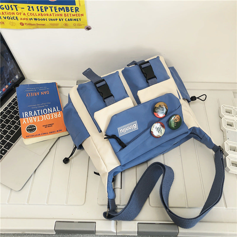 Fashion Crossbody Bag with Decorative Badges