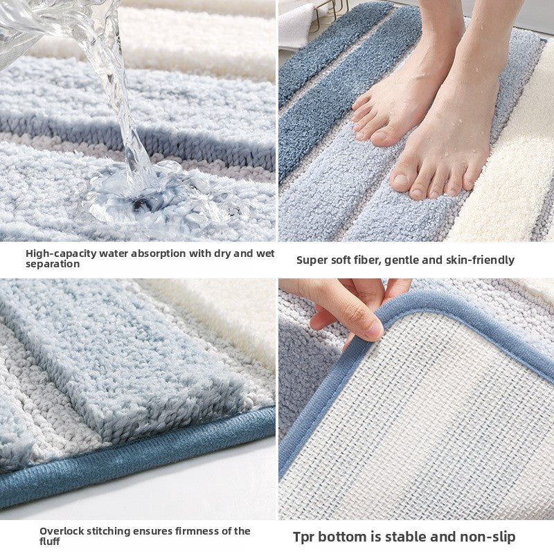 Striped Absorbent Bathroom Floor Mat