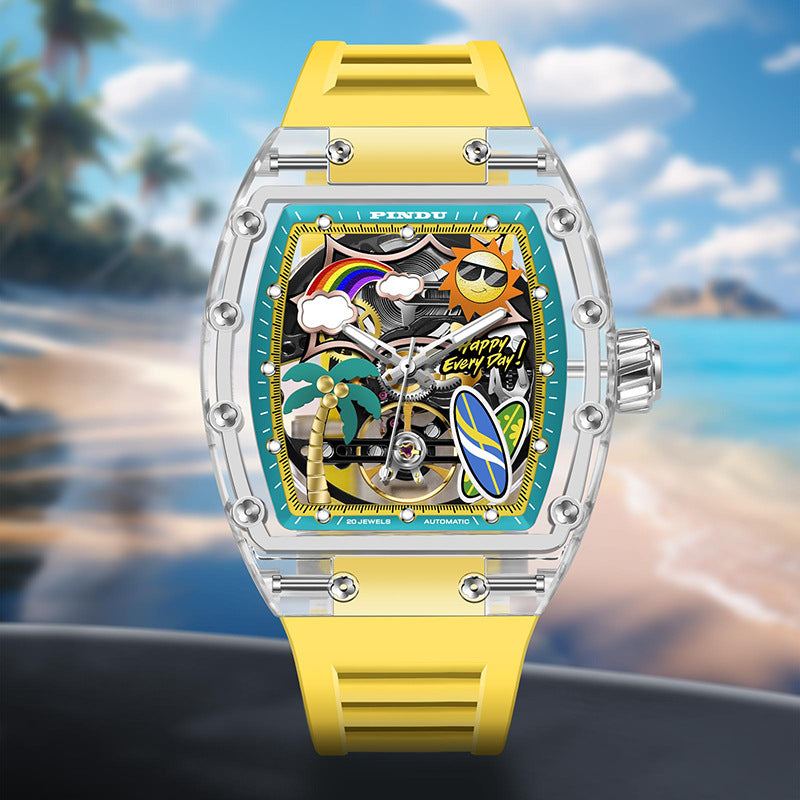 Fully automatic skeleton mechanical watch