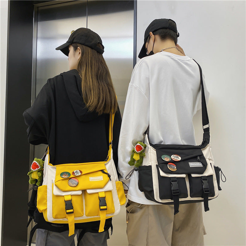 Fashion Crossbody Bag with Decorative Badges
