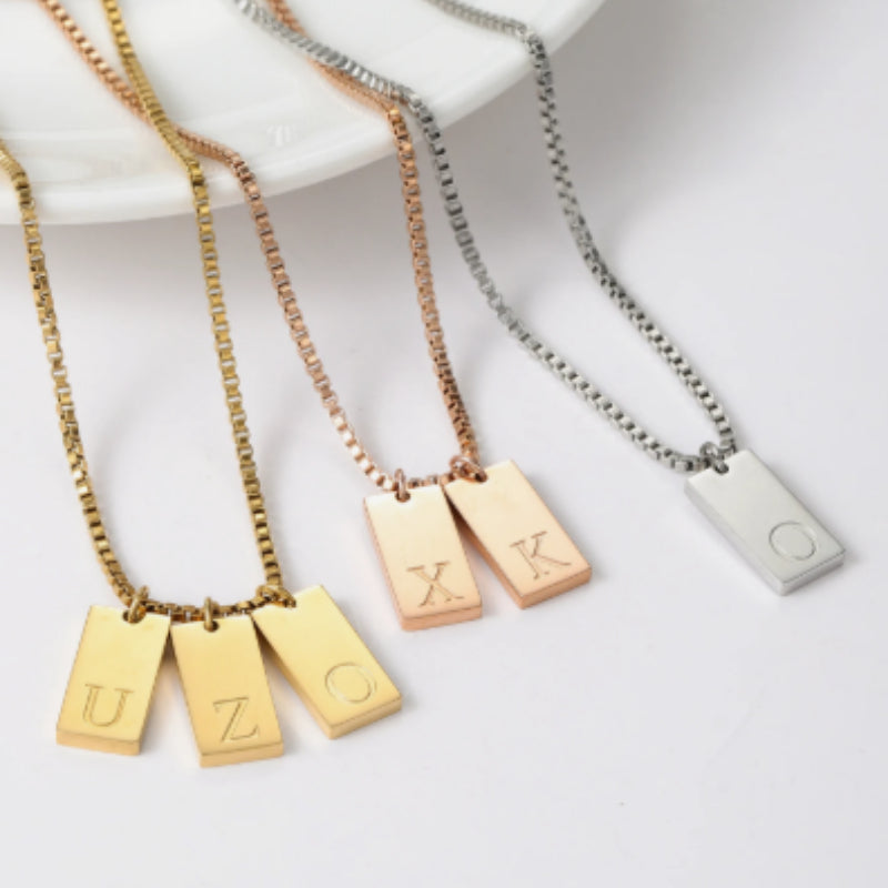 Willow Tag Initial Necklace 18K Gold Plated Custom
