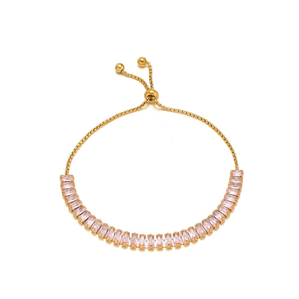 Single-sided Zircon-studded Chain Pearl Bracelet