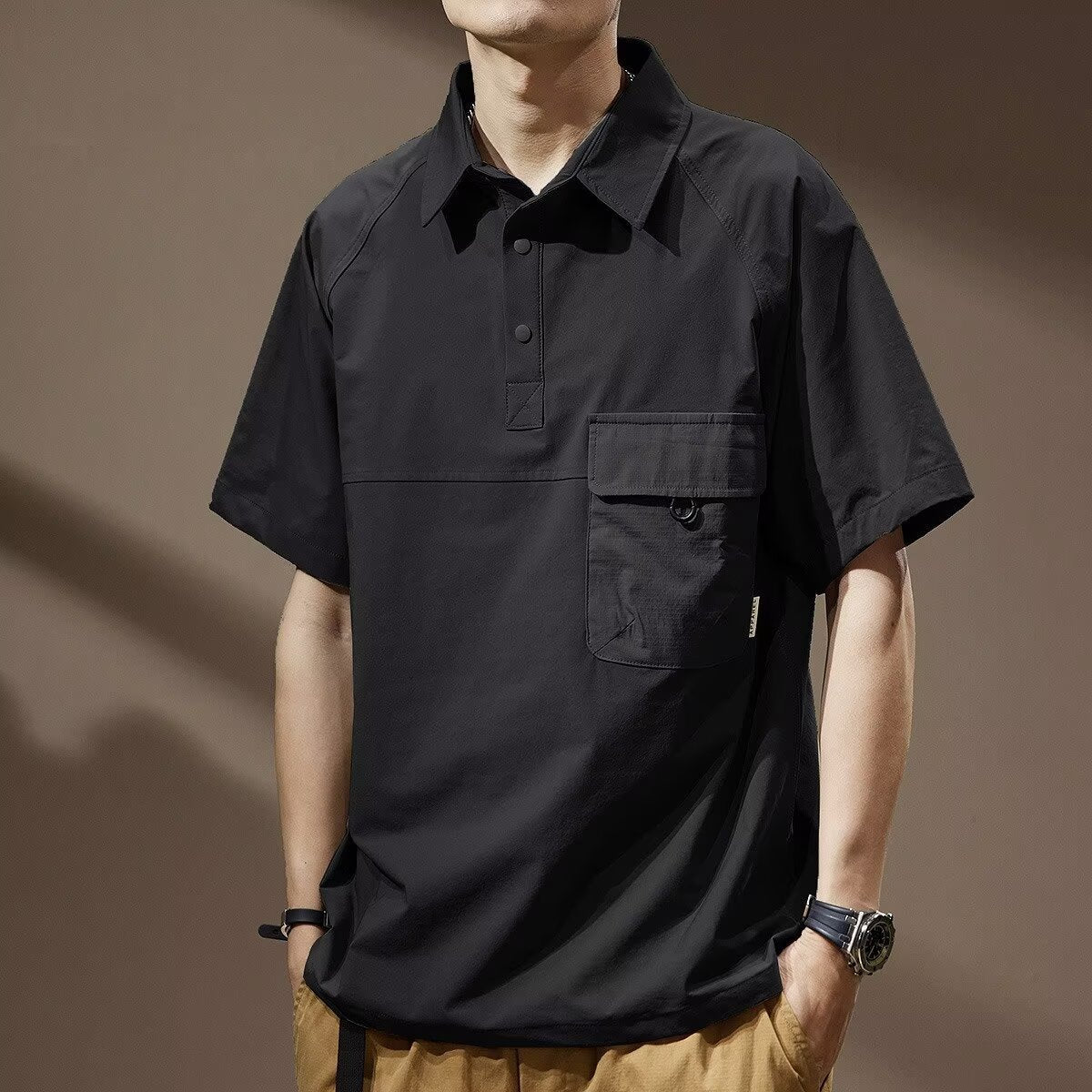 Mens Summer Retro Lapel Trendy T-Shirt