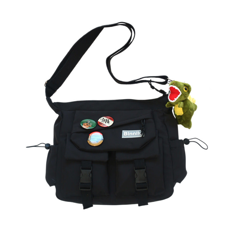 Fashion Crossbody Bag with Decorative Badges