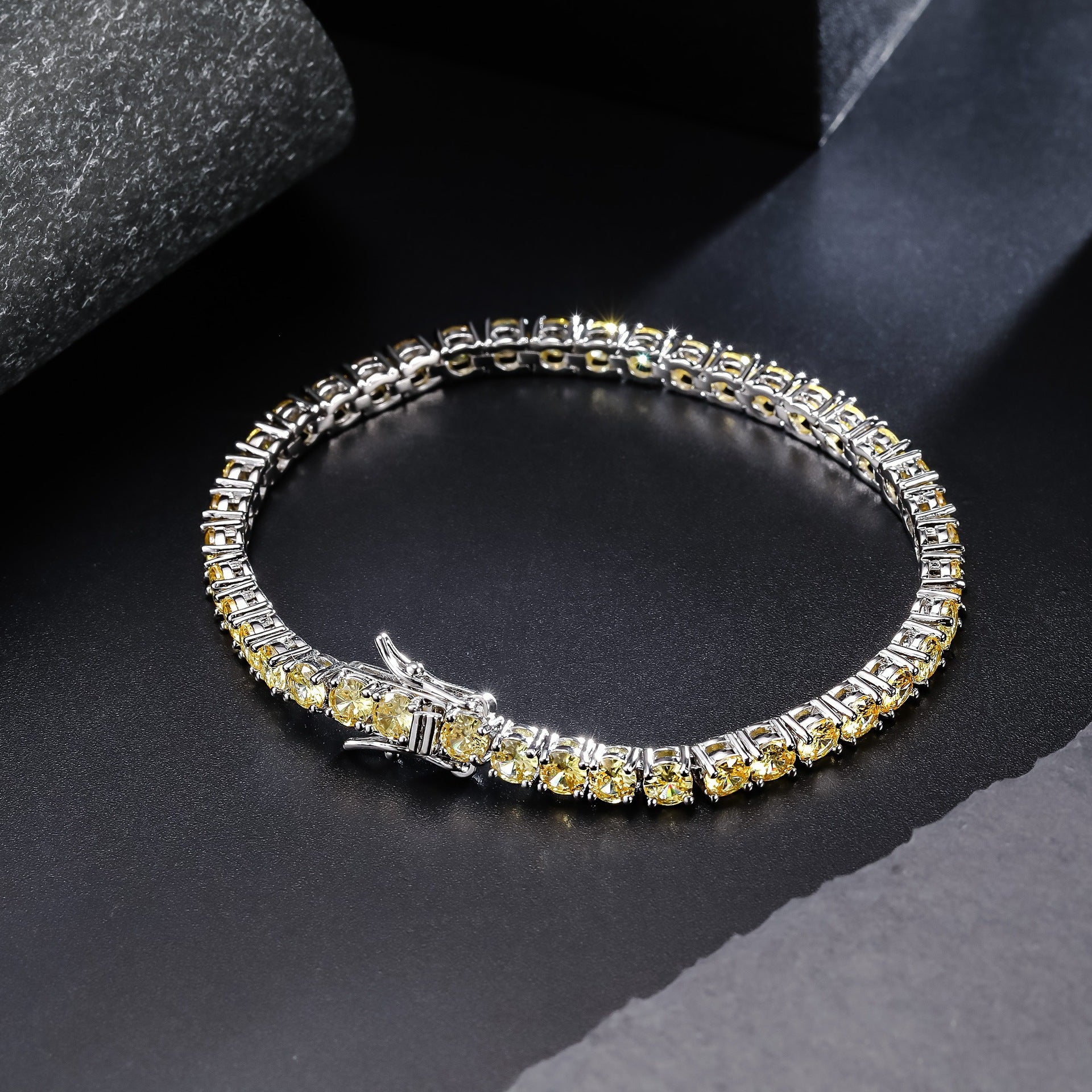 European And American-style Colorful Zircon Single-row Tennis Bracelet Jewelry