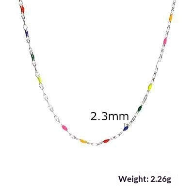 Stainless Steel Colored Bead Lip Chain Necklace Gold Color