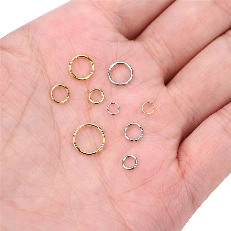 100pcs PVD Never Fade Stainless Steel Open Jump Rings 4 5 6 8 10 mm Split Rings Connectors For Necklace Bracelet Jewelry Making