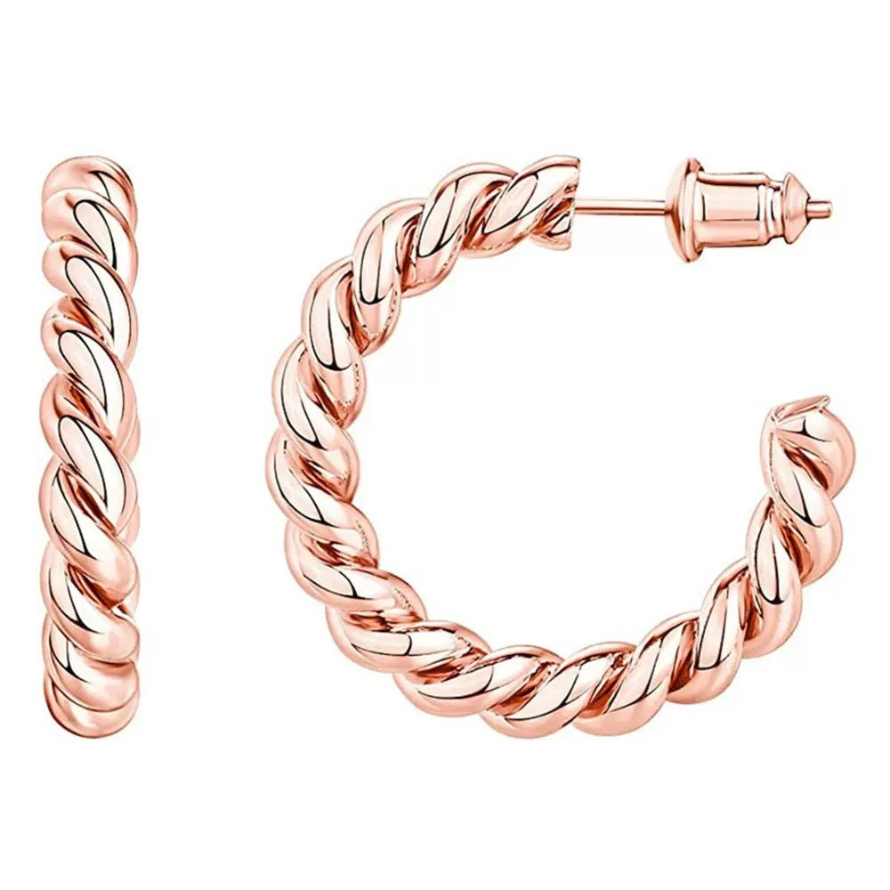 Titanium Steel Twisted Rope C-Shaped Earrings For Women