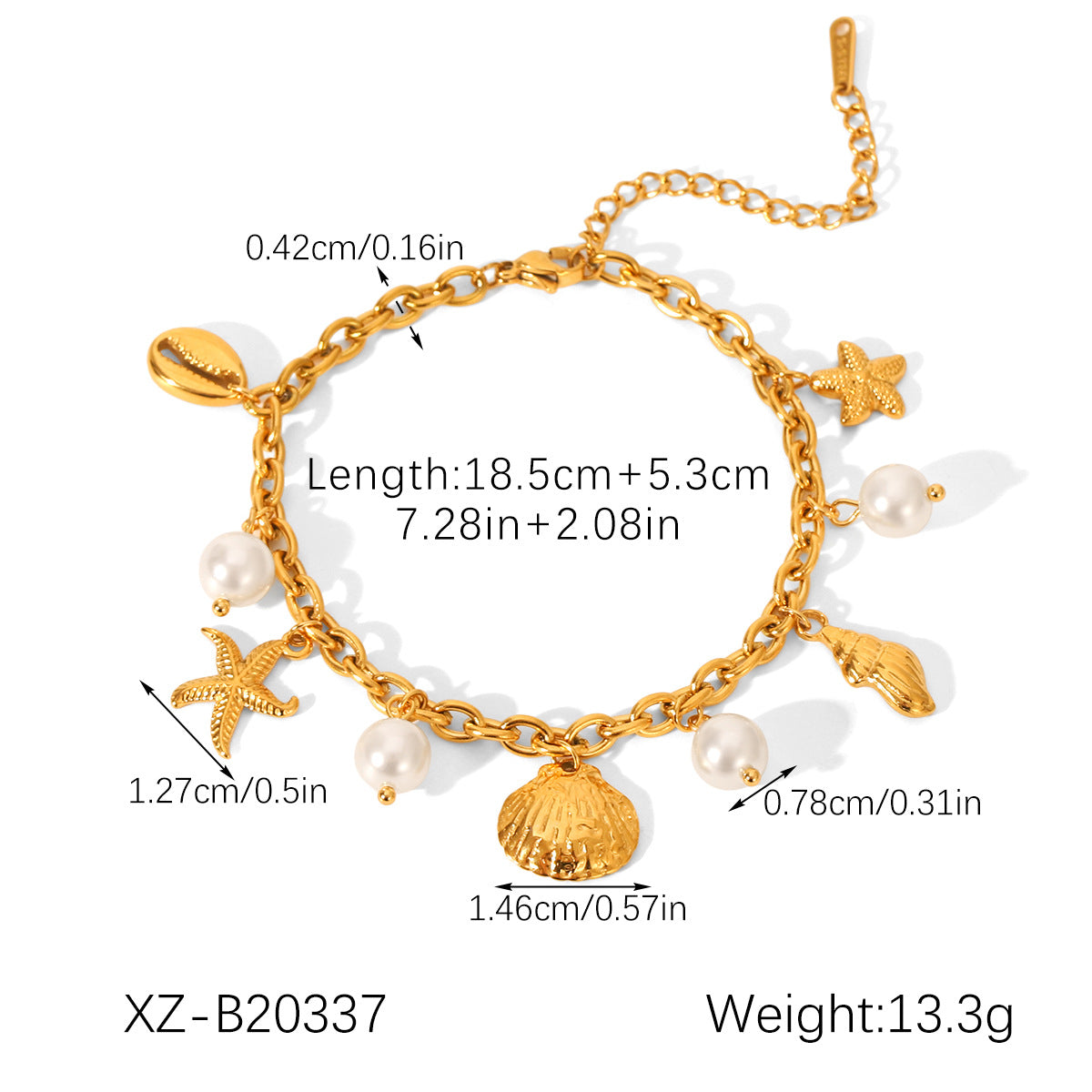 Starfish Shell Marine Element Stainless Steel Bracelet