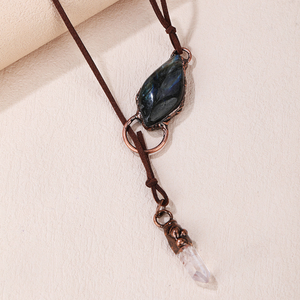 Retro-style Sparkling Stone Crystal Irregular Necklace