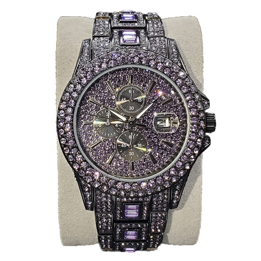Fashion Mens Diamond Luminous Quartz Watch
