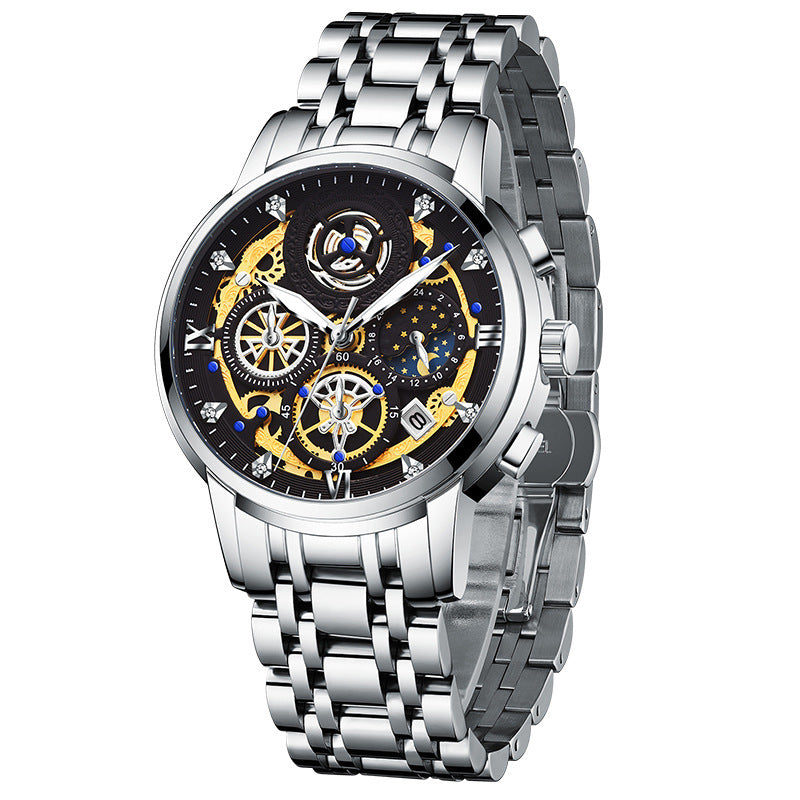 Men's Stainless Steel Multifunction Quartz Watch