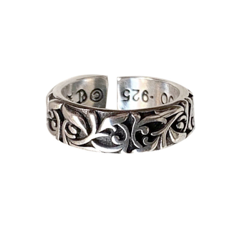 925 Sterling Silver Vintage Thai Silver Ring For Men, Hip Hop Bold Stylish Index Finger Ring, Anti-Tarnish Personality Jewelry