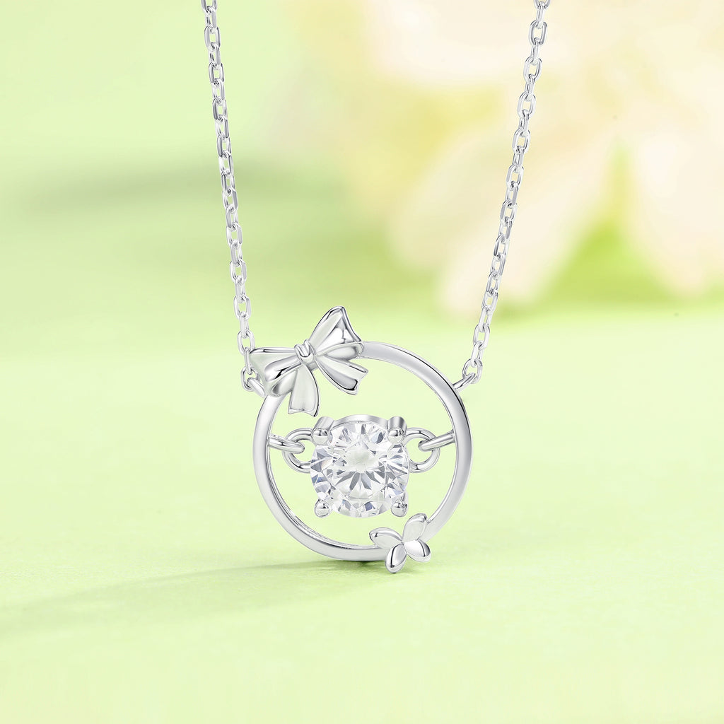 925 Sterling Silver Bow Necklace Accessory