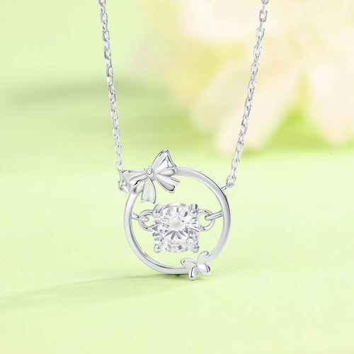 925 Sterling Silver Bow Necklace Accessory