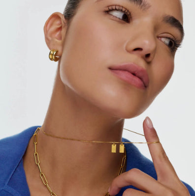 Willow Tag Initial Necklace 18K Gold Plated Custom