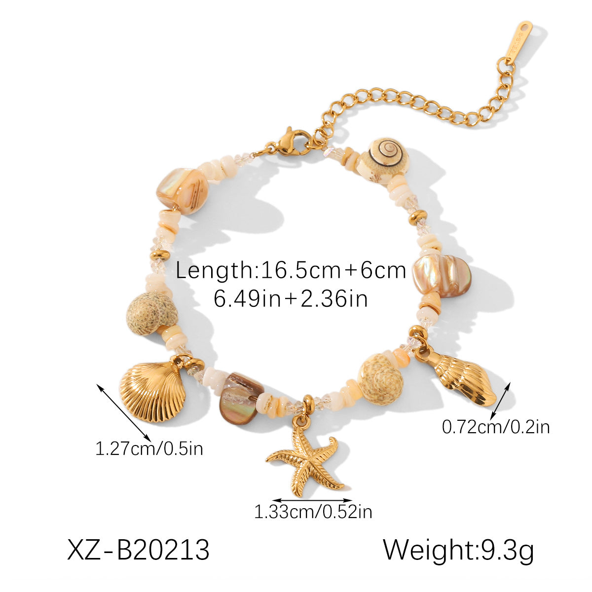 Starfish Shell Marine Element Stainless Steel Bracelet