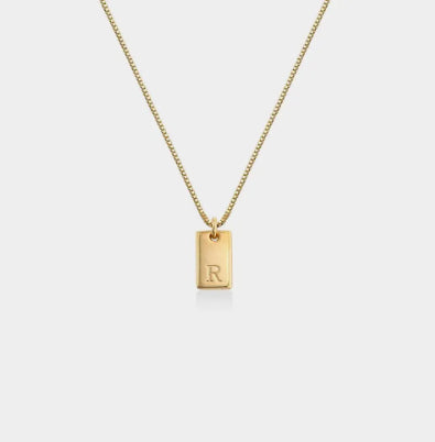 Willow Tag Initial Necklace 18K Gold Plated Custom