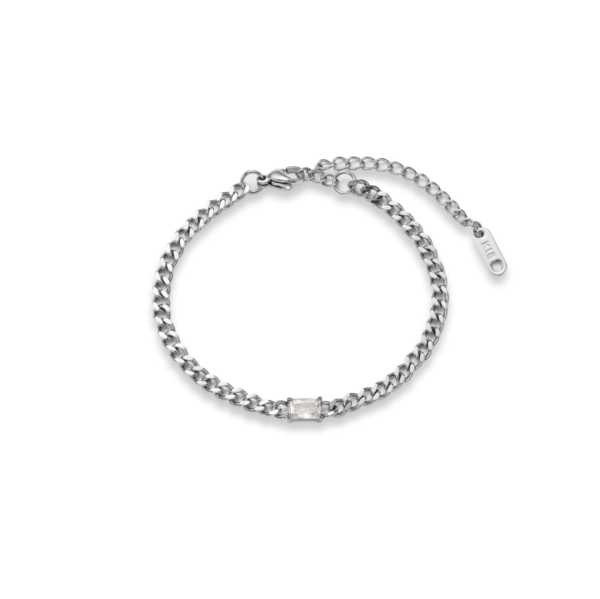 Fashion Titanium Steel Matte Chain Water Drop Zircon Bracelet Set