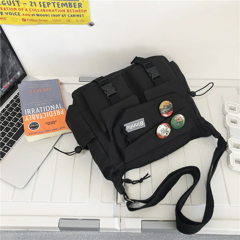 Fashion Crossbody Bag with Decorative Badges