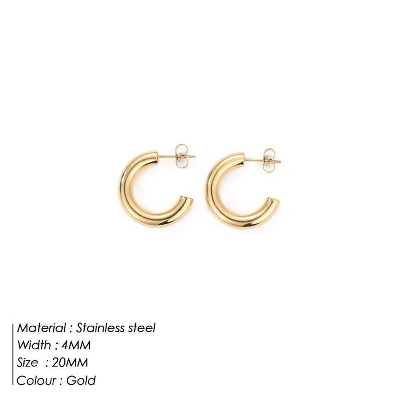 Fashionable Gold-Plated Stainless Steel Earrings