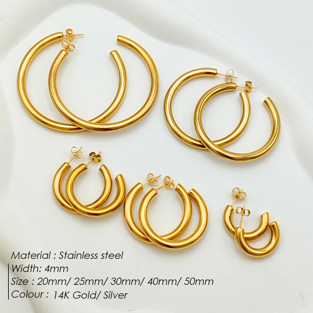 Fashionable Gold-Plated Stainless Steel Earrings